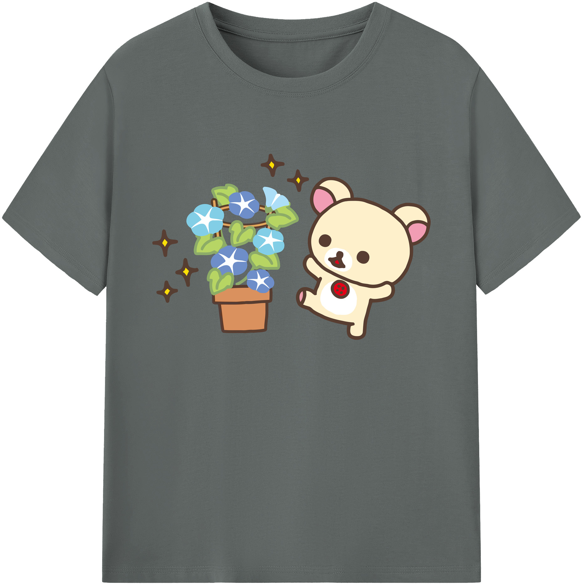 （画像用） リラックマ リラックマ キイロイトリ Rilakkuma Korilakkuma Kiiroitori 綿100％ メンズ半袖Tシャツ｜肌触りやわらか＆通気性